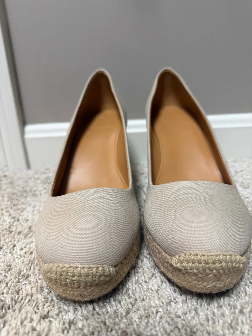 J. Crew Factory Flax Canvas Espadrille Wedge Pumps